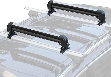 Leader Accessories Car Ski Snowboard Roof Racks, 2 PCS Universal Ski Roof Rack Carriers Snowboard Top Holder, Lockable Fit Most Vehicles Equipped Cross Bars - Deluxe