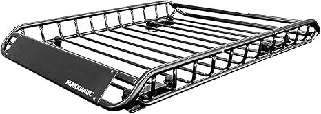 MaxxHaul 70115 46" x 36" x 4-1/2" Roof Rack Rooftop Cargo Carrier Steel Basket, Car Top Luggage Holder for SUV and Pick Up Trucks - 150 lb. Capacity, Black