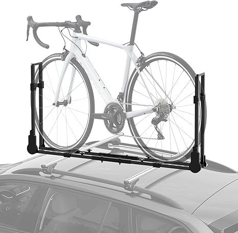 Rooftop Mount Upright Roof Bike Rack,Roof Bike Rack with 2 Arms and Effortless Ratchet Lock System Fits Fat Tire,for Movable Crossbar